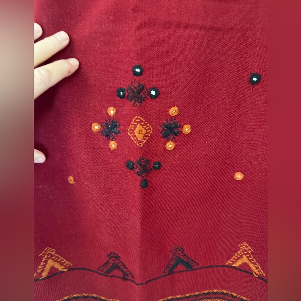 Anthropologie Sleeping On Snow maroon maxi blanket skirt - Picture 2 of 9
